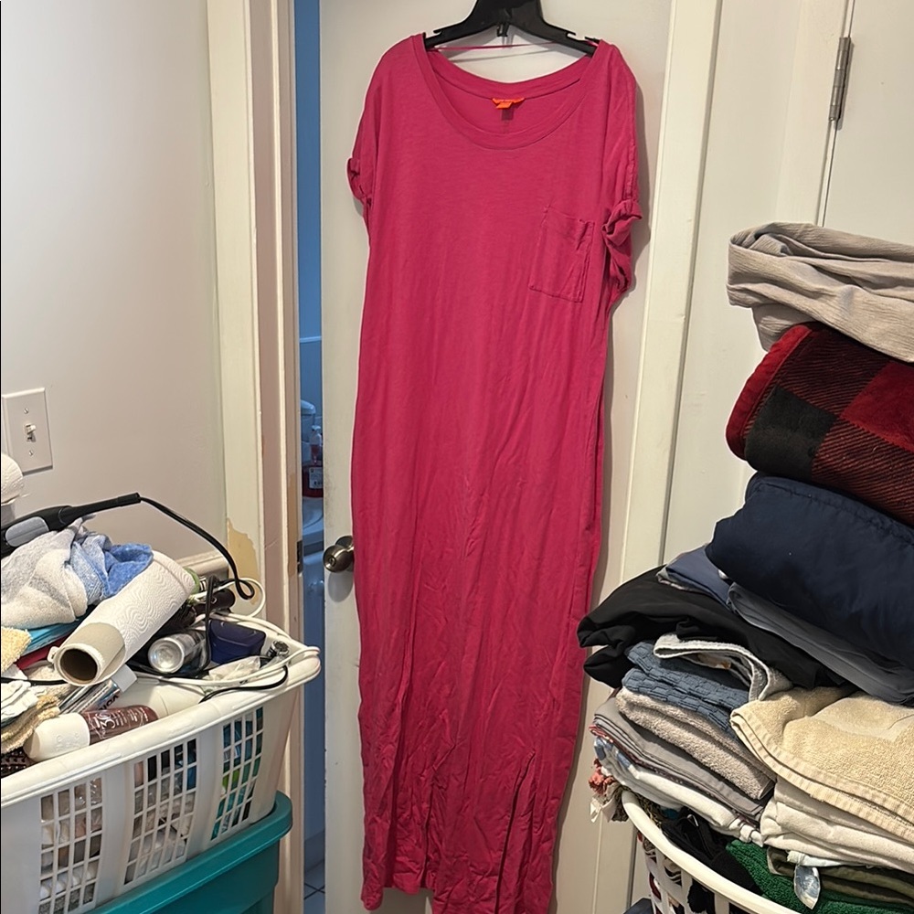 Joe Fresh Magenta Rolled Sleeve Dress
